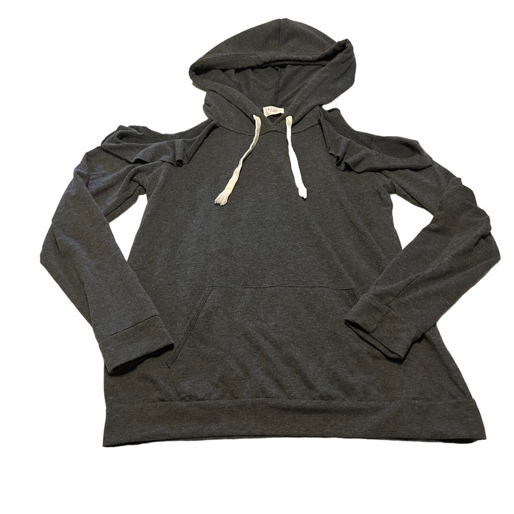 143 Story Gray Pullover Hoodie With Shoulder Cut Outs Size Medium